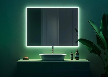 bathroom-with-green-light-that-says-bathroom